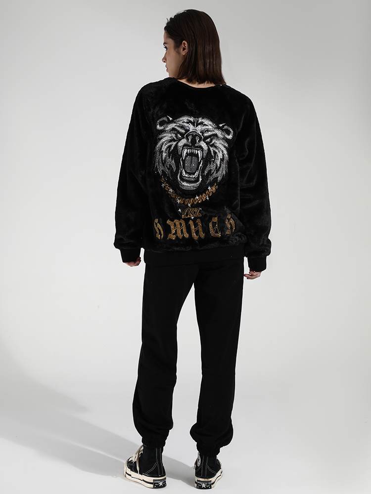 TCH Unisex Rhinestone Bear Crewneck Sweatshirt