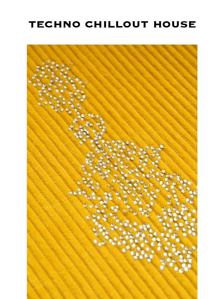 TCH Striple Rhinestone Patterned Velvet Long Pants