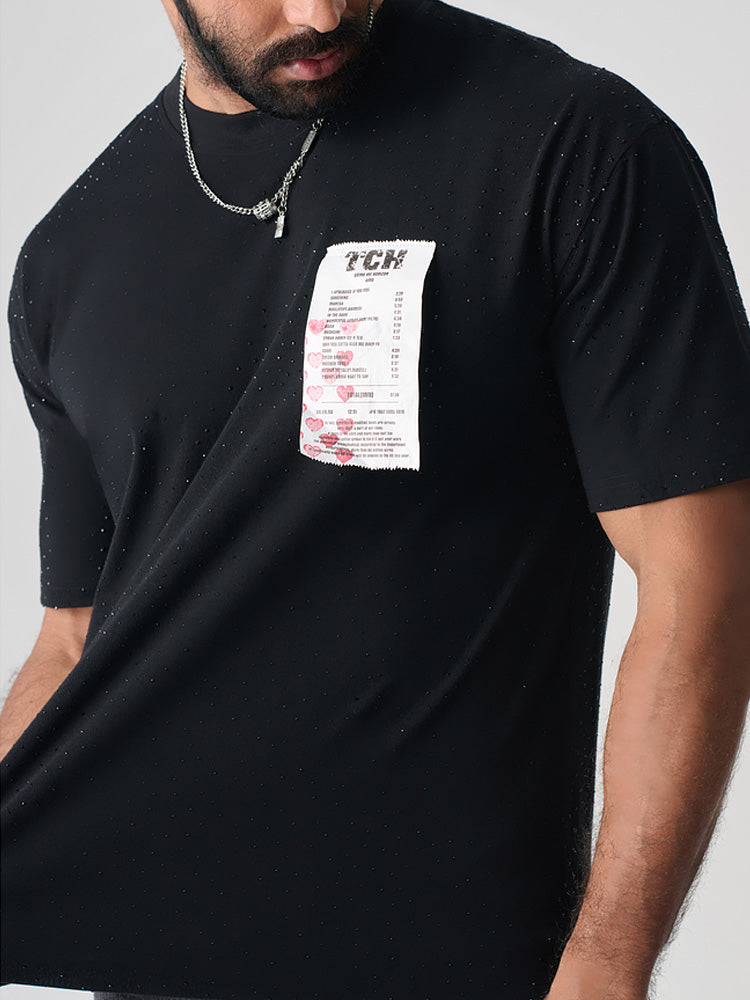 TCH Black Cotton Jersey T-shirt with Patches