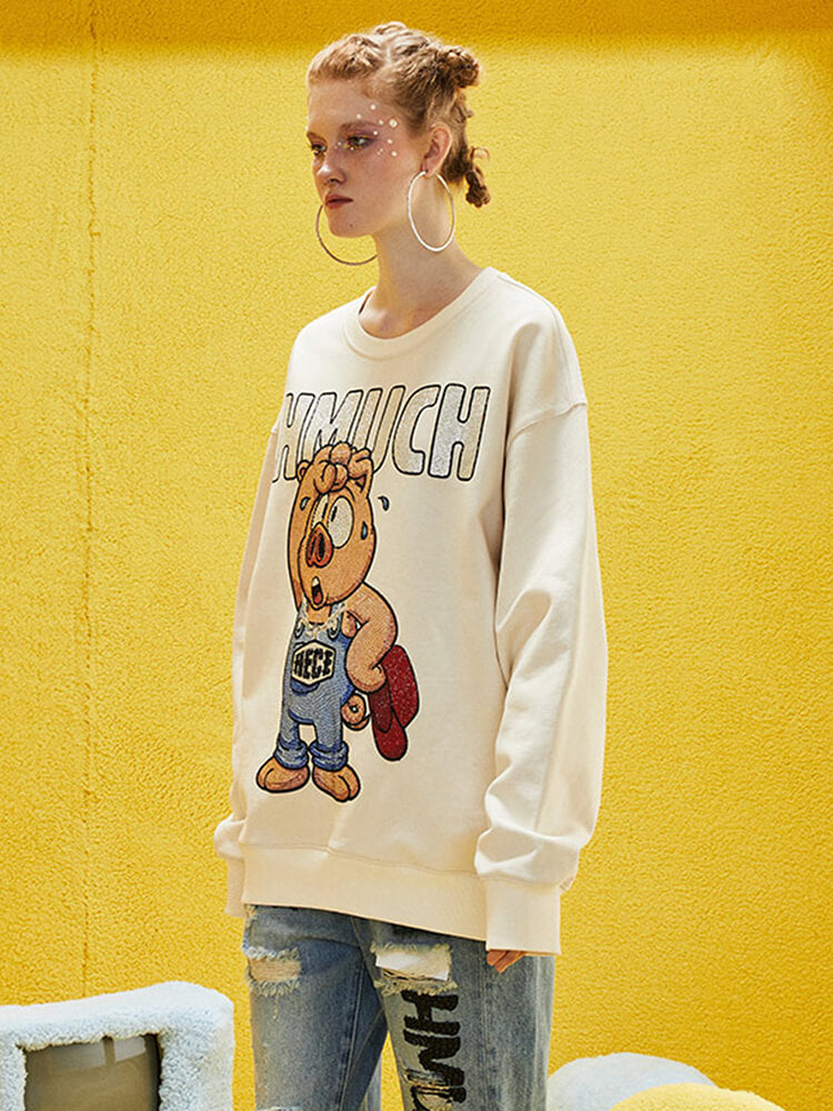 TCH Unisex Graphic Rhinestone Oversized Sweatshirt