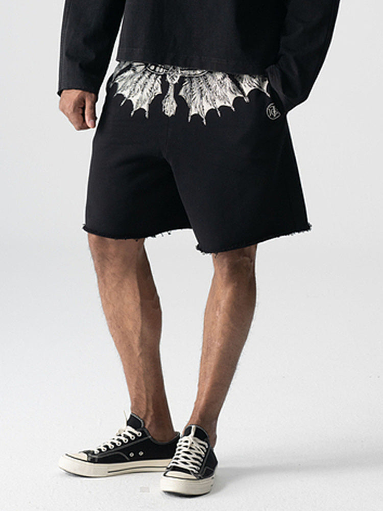 TCH Rhinestone Wings Design Jogging Shorts