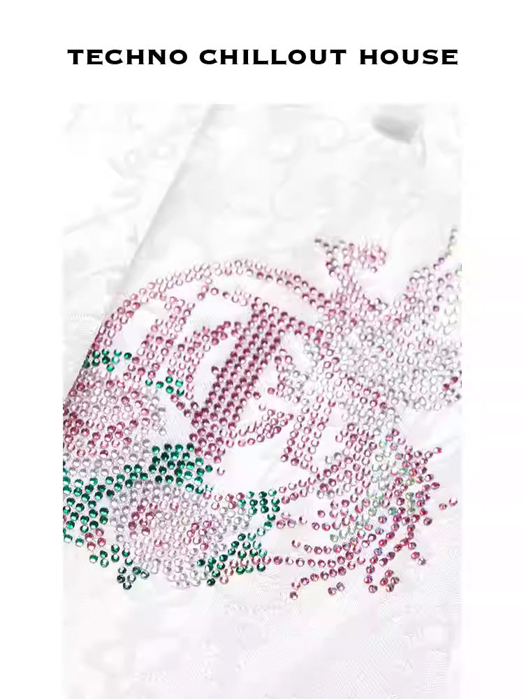 TCH Rhinestone High Waist Jacquard Palazzo Trousers