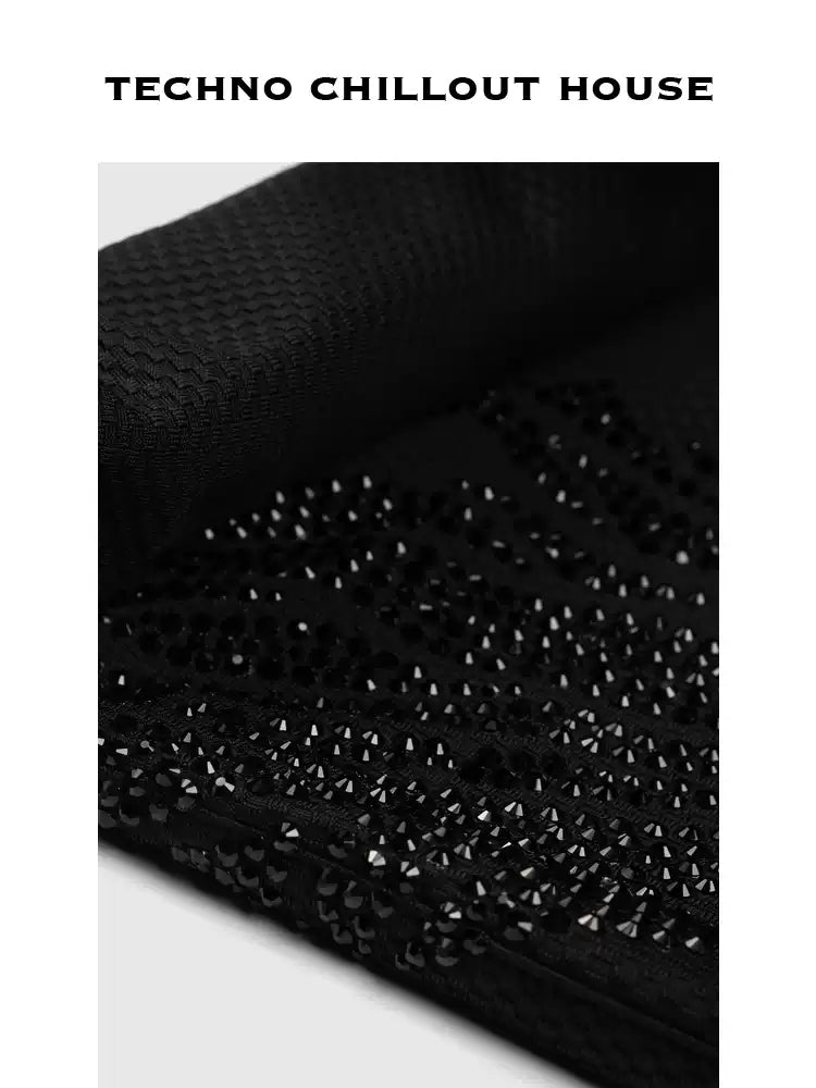 TCH Rhinestone Graphic Casual Long Pants in Black