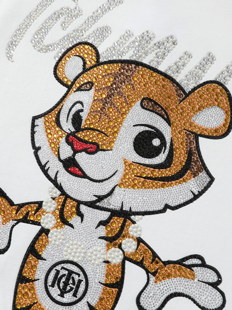 TCH Unisex Tiger Rhinestone Pullover Sweatshirt