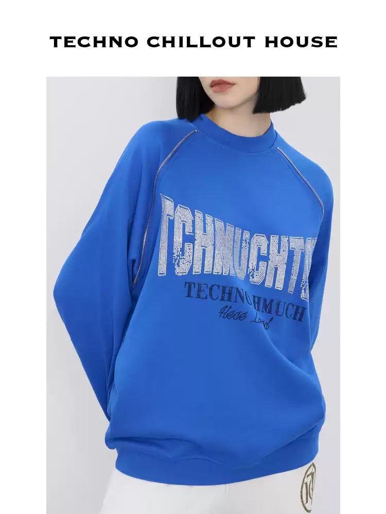 TCH Sparkle Graphic Rhinestone Zip Sweatshirt