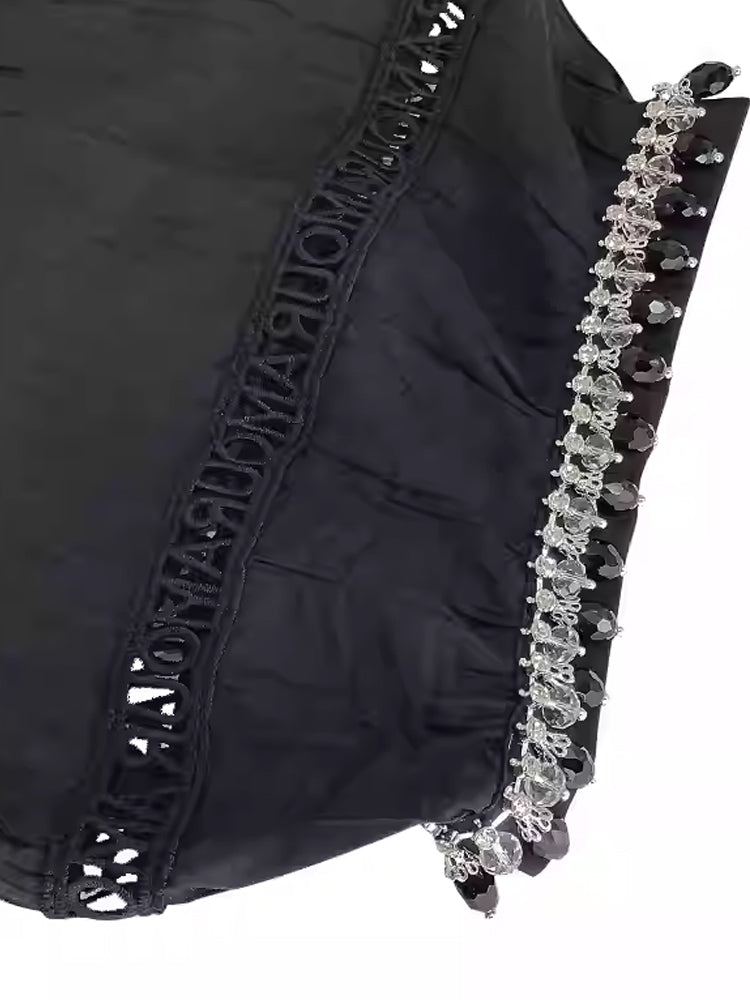 TCH Rhinestone Retro Mesh Black Blouse