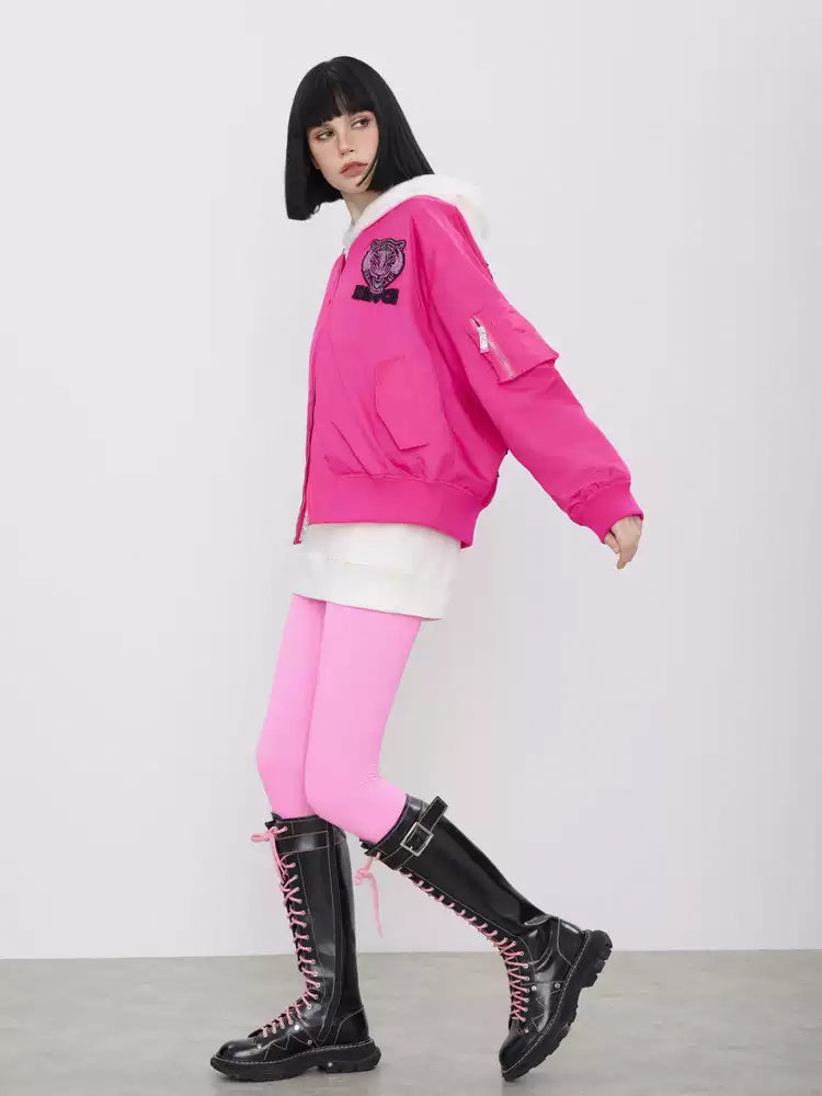 TCH Rhinestone Wings Zip Up Bomber Jacket