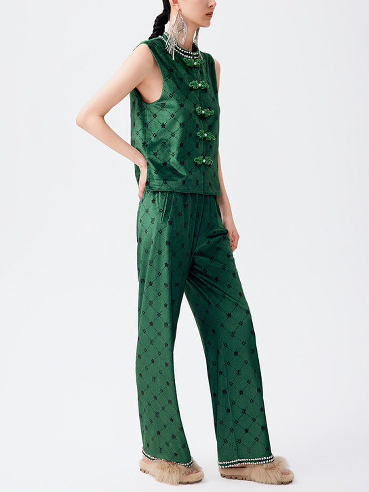 TCH Vintage Rhinestone Luxury Tank Top and Long Pants