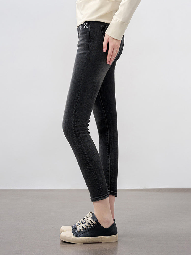 TCH High Waist Rhinestone Slim Fit Denim Jean