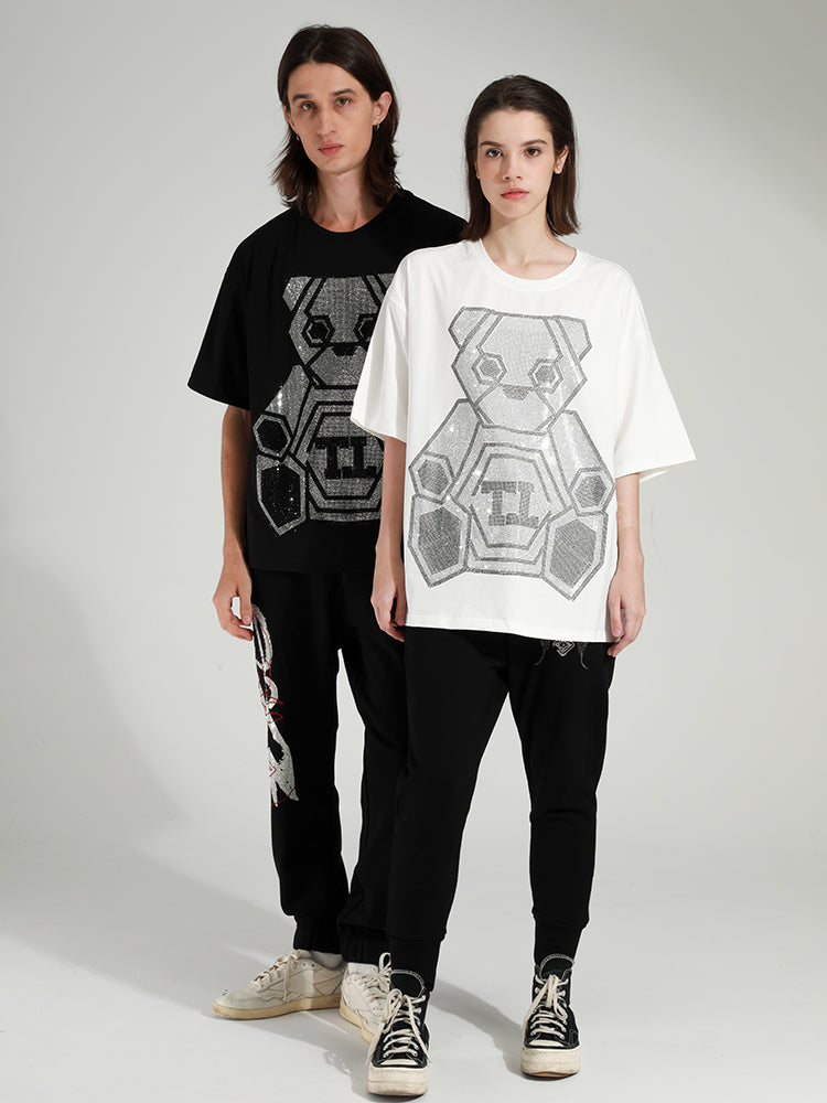 TCH Rhinestones  Casual Teddy Bear T-shirt