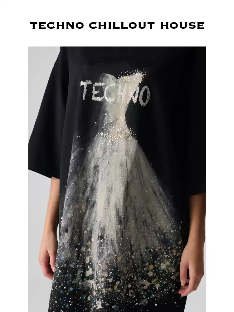 TCH Luxury Rhinestone Wedding T-shirt Dress