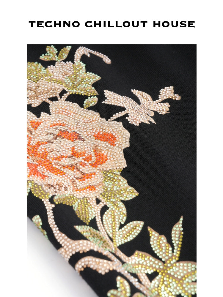 TCH Rhinestone Floral-Embroidered Trousers