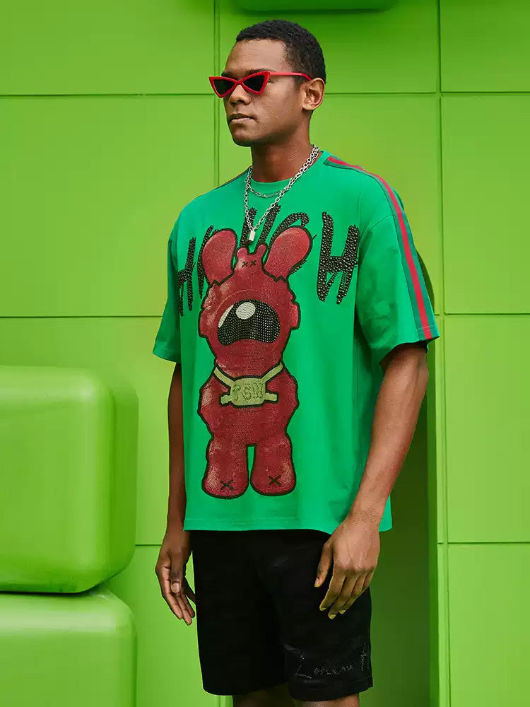 TCH Fashion Space Rabbit Rhinestone T-shirt Top