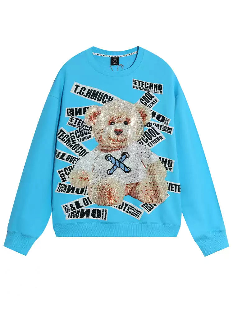 TCH Cotton Rhinestone Teddy Bear Sweatshirt