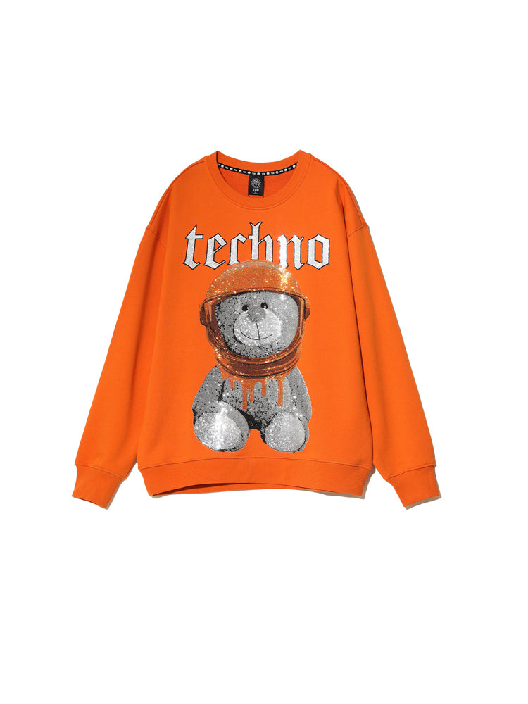 TCH Women's Teddy Bear Rhinestone Oversized Sweatshirt