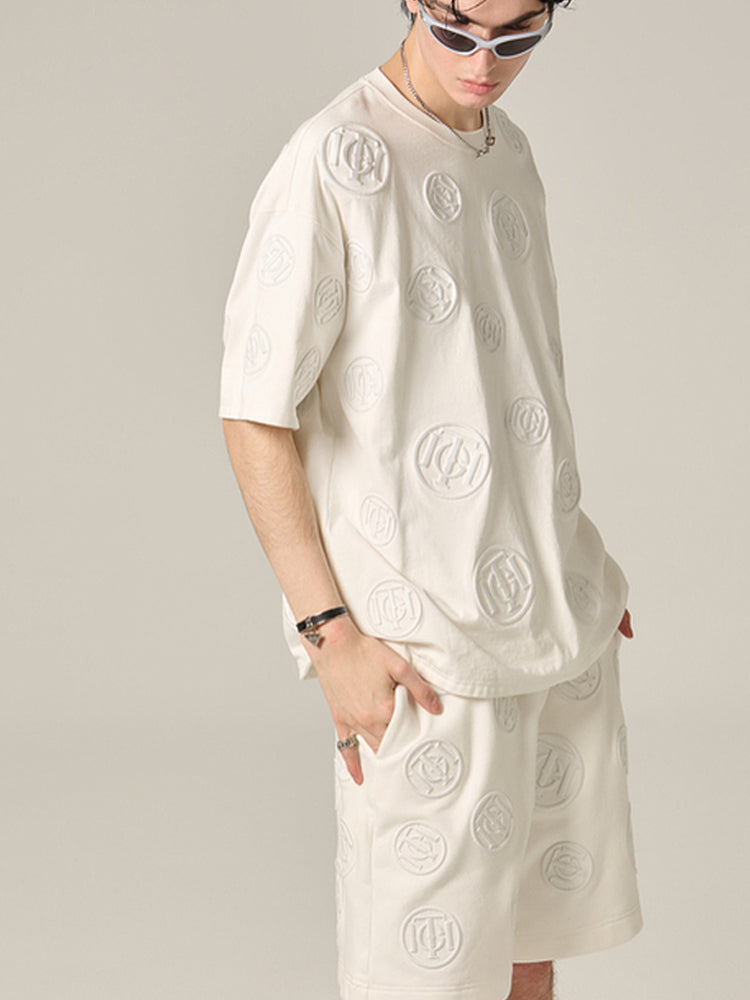 TCH Allover Logo Print Solid Cotton T-shirt
