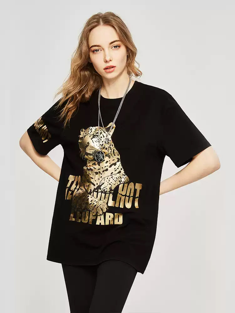 TCH Sparkle Graphic Leopard Print T-shirt