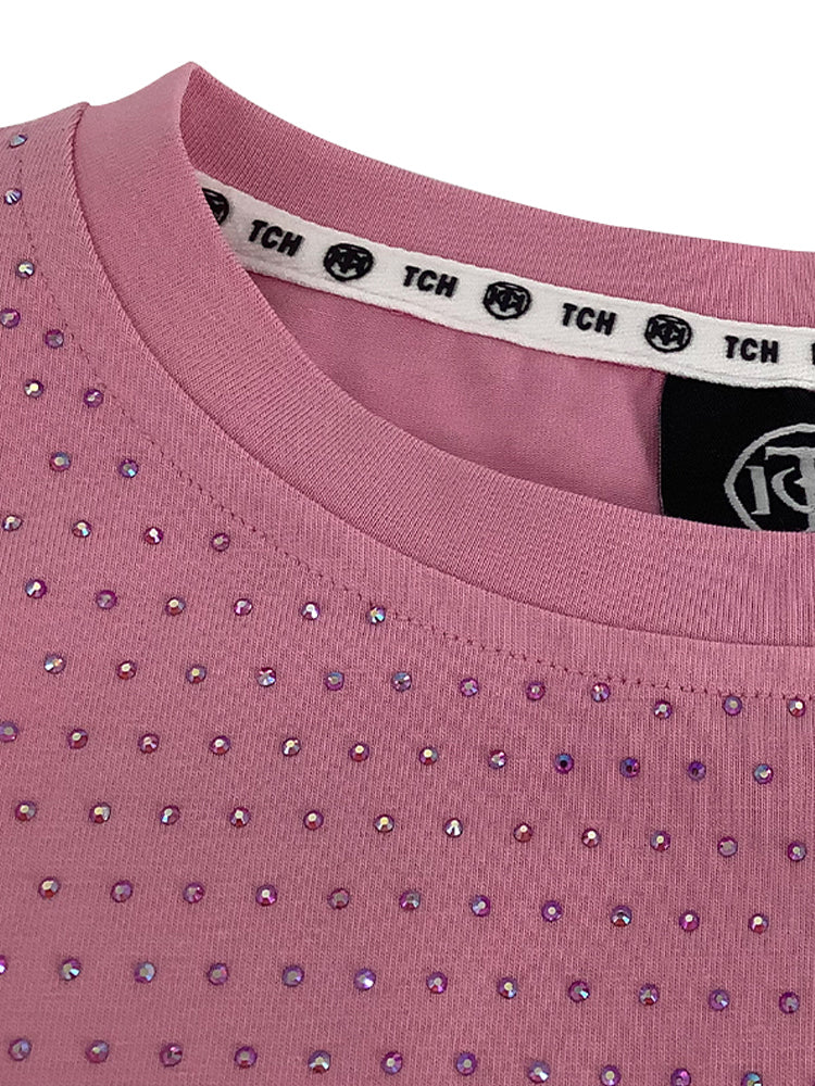TCH Rhinestone Colorful Summer T-Shirt with Pink