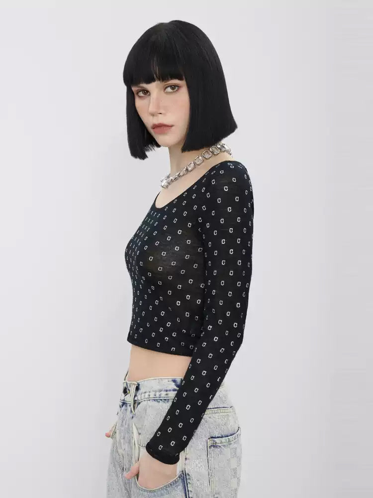 TCH Rhinestone Scoop Neck Cropped Top
