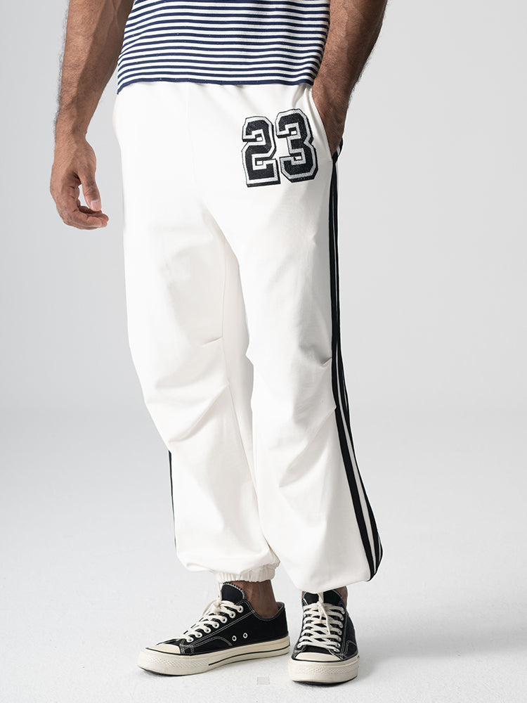 TCH Men's hand-stitched rhinestones White Sweatpants