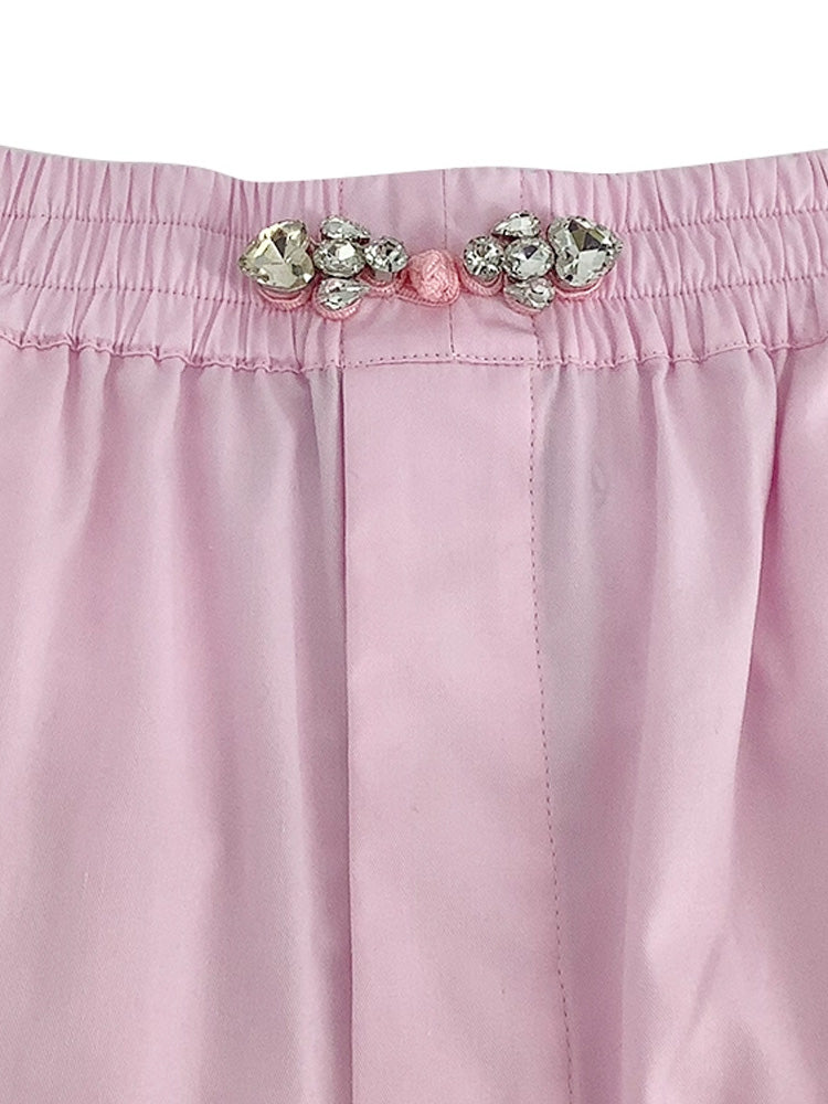 TCH Butterfly Flower Rhinestone Pink Shorts