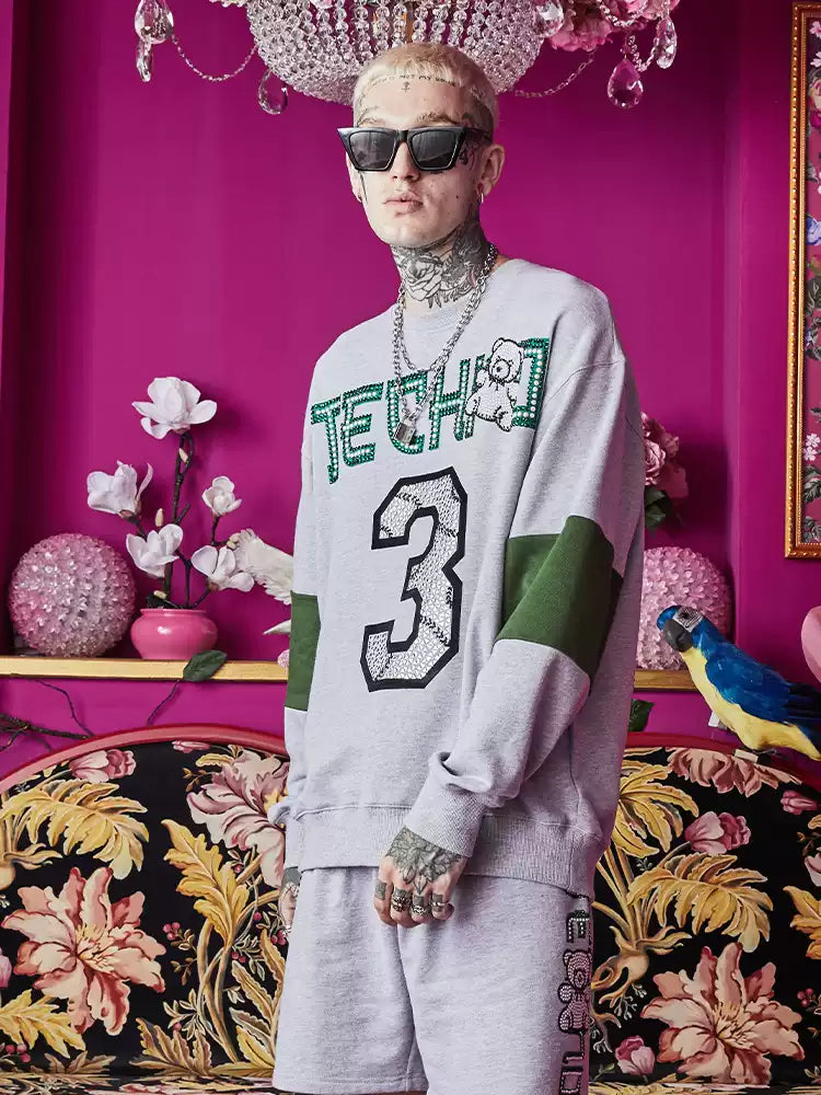 TCH Rhinestone Graphic Patch Unisex Sweatshirt
