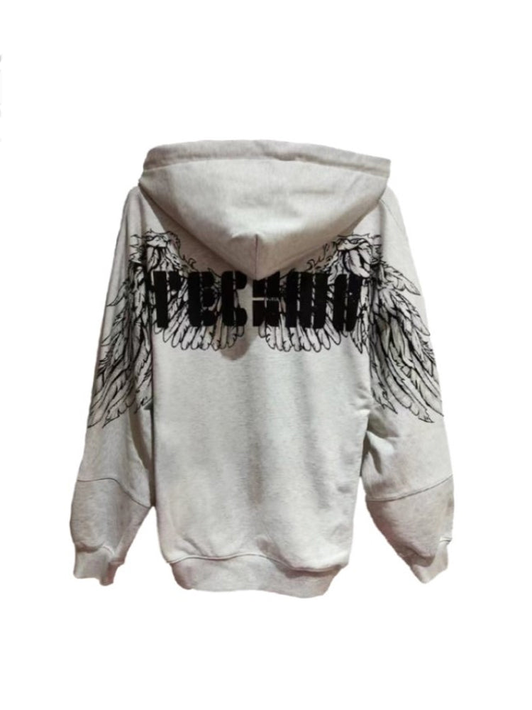 TCH Rhinestone Wings Sleeve Oversized Hoodie Jacket
