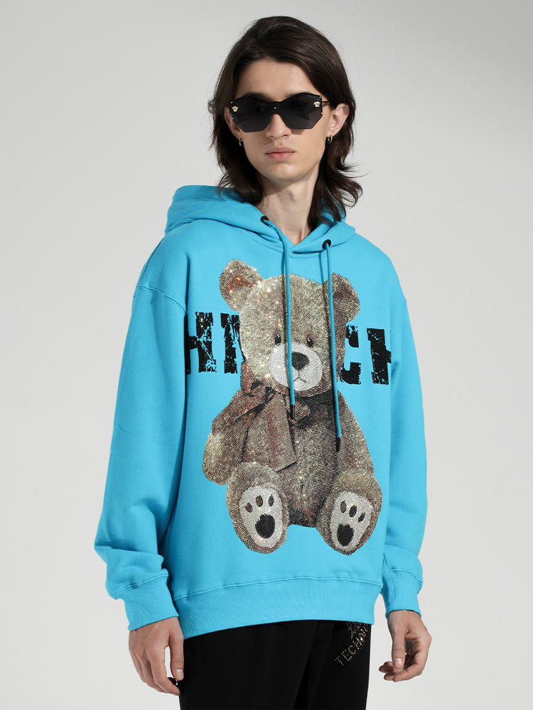 TCH Rhinestone Teddy Bear Long Sleeve Hoodie