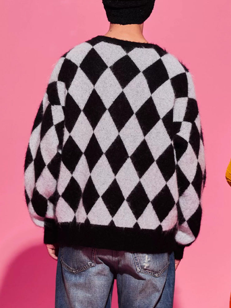 TCH Rhinestone Multi Alpaca-Wool Diamond Sweater