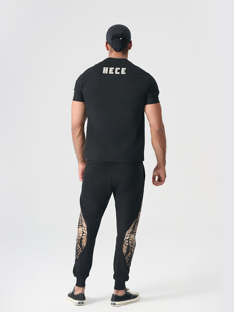 TCH Men's Wings Rhinestone Graphic Black Sweatpants