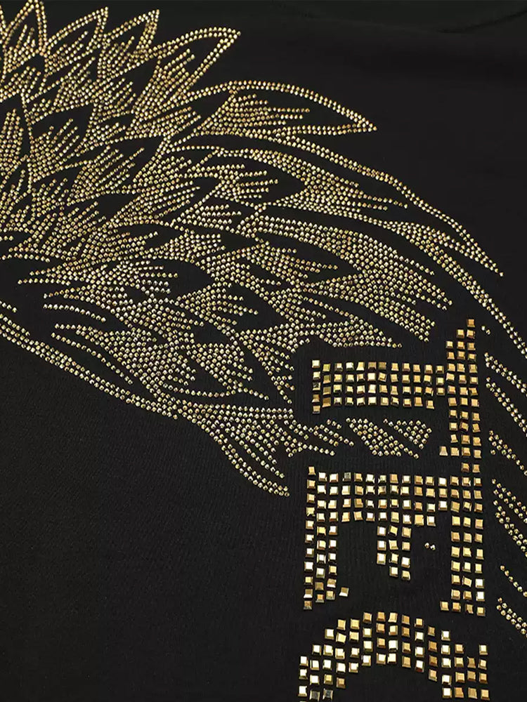 TCH Cartoon Cow Rhinestone T-Shirt with Angel Wings