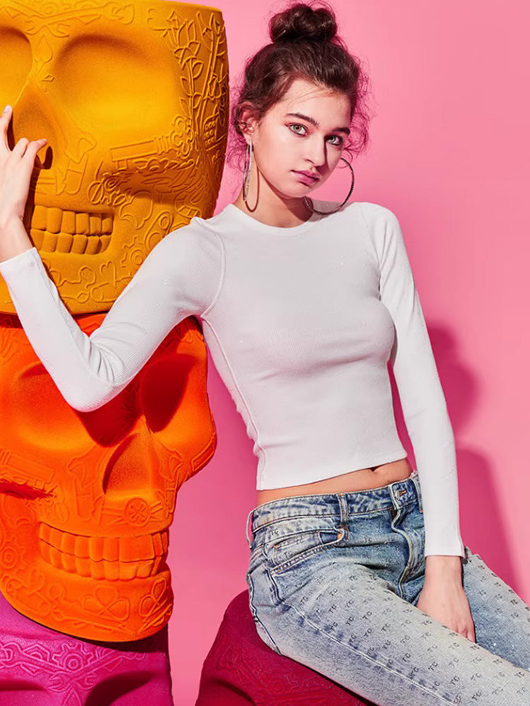 TCH Round Neck Slim Ribbed Crop Top