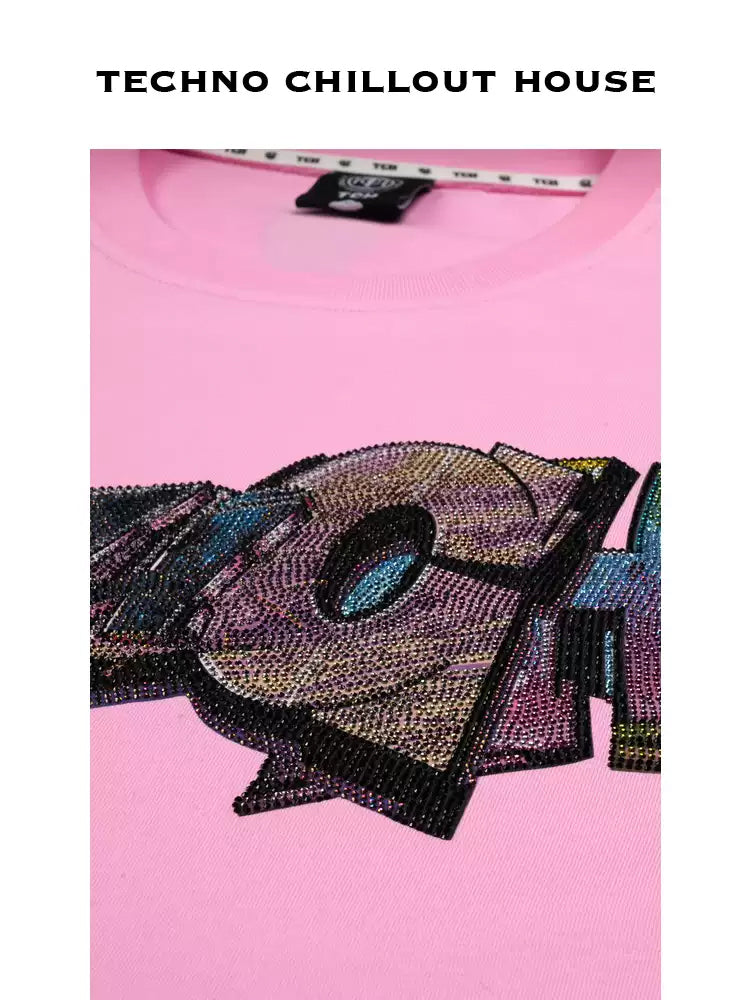 TCH Rainbow Graphic Rhinestone Oversized T-shirt