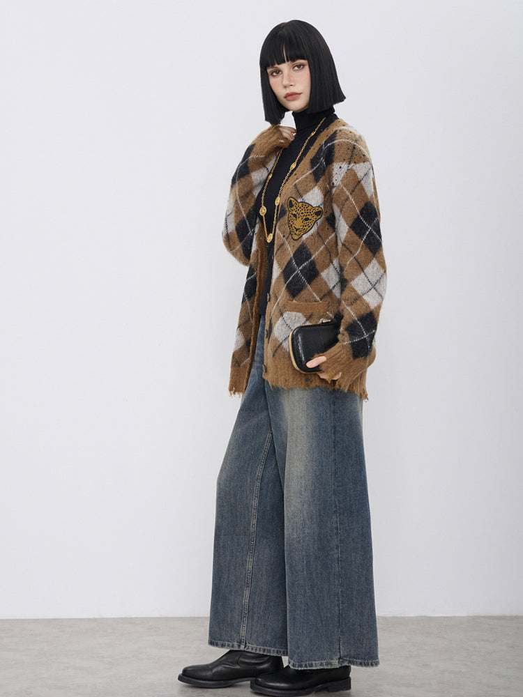 TCH High Waist Rhinestone Wide Leg Denim Jean