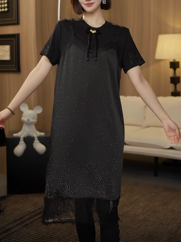 TCH Crystal embellished  A Line Lace Midi Dress