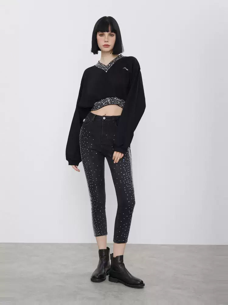 TCH Crystal-Embellished Cropped Sweatshirt