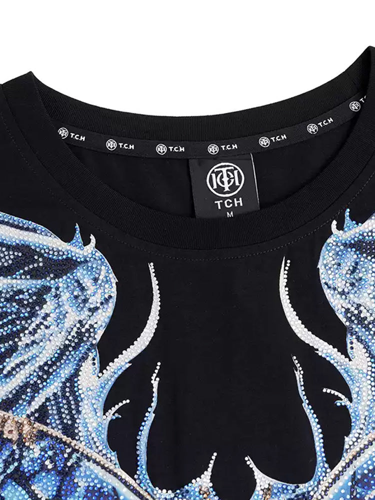 TCH Butterfly Rhinestone Wings Bedazzled Shirt Dress
