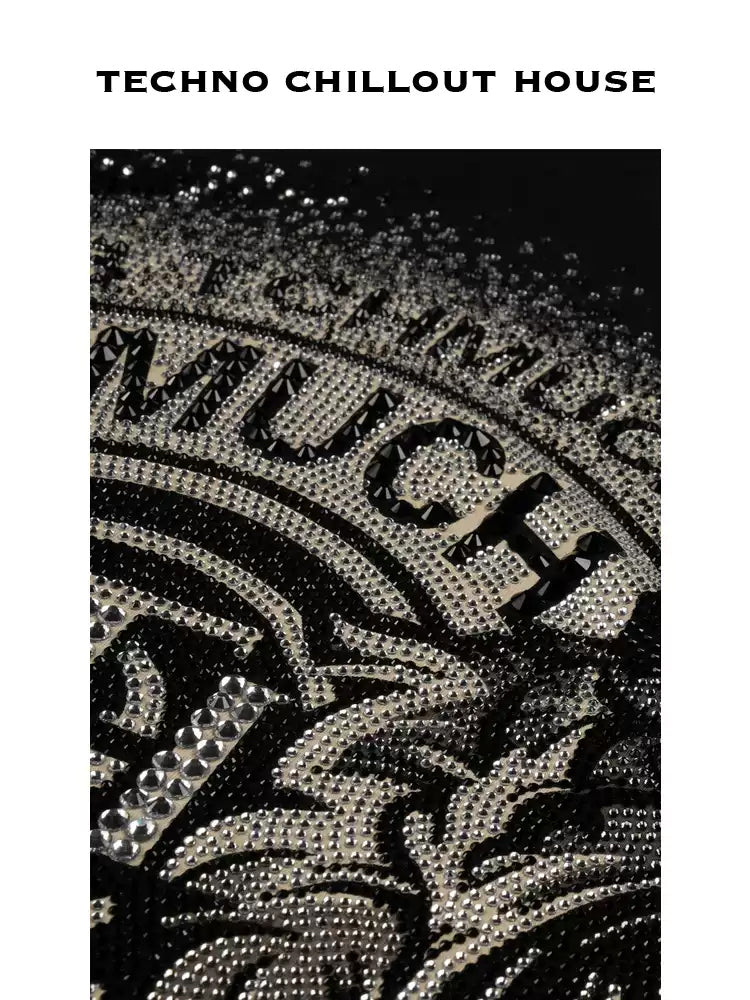 TCH Logo letter Rhinestone Black T-Shirt