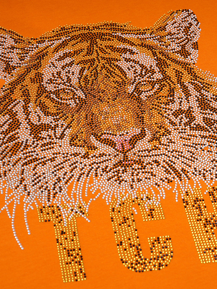 TCH Presale Tiger Rhinestone Contrast Lace T Shirt Dress