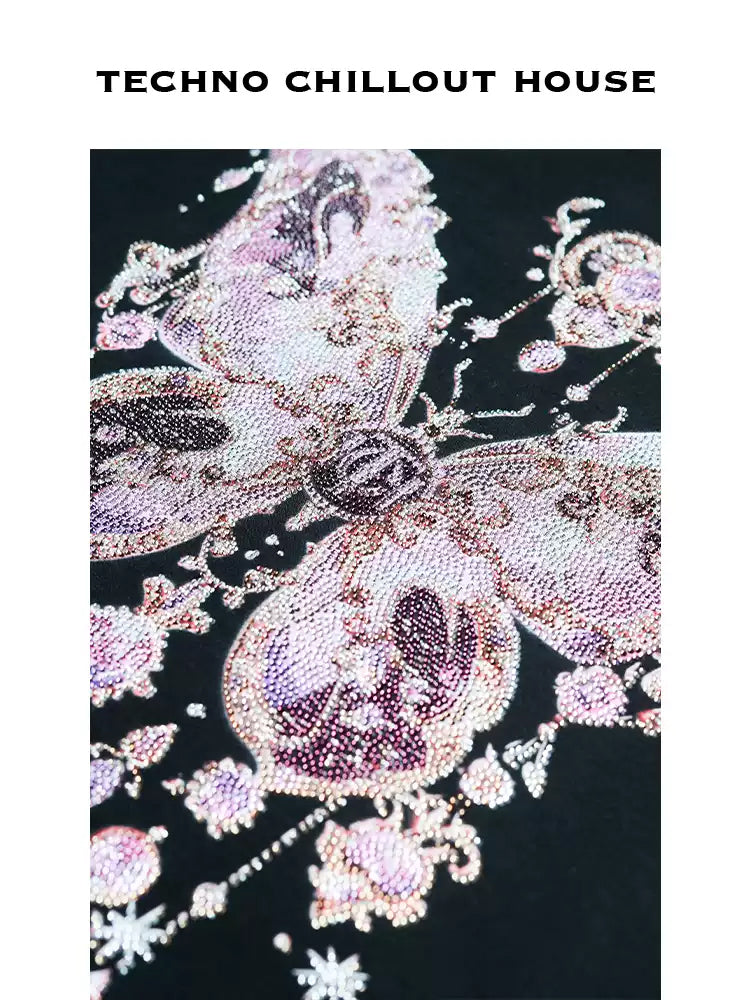 TCH Rhinestone Sparkle Butterfly Lace Short Dress