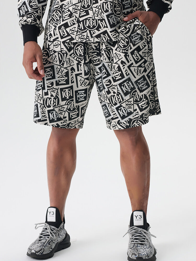 TCH Logo Hand-Embellished Rhinestone Fashion Shorts