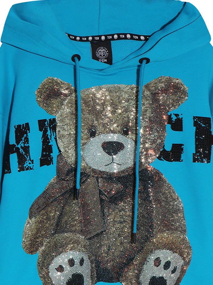 TCH Rhinestone Teddy Bear Long Sleeve Hoodie