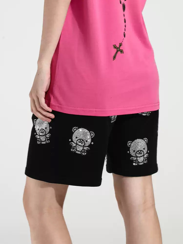 TCH Rhinestone Teddy Bear Jogging Shorts