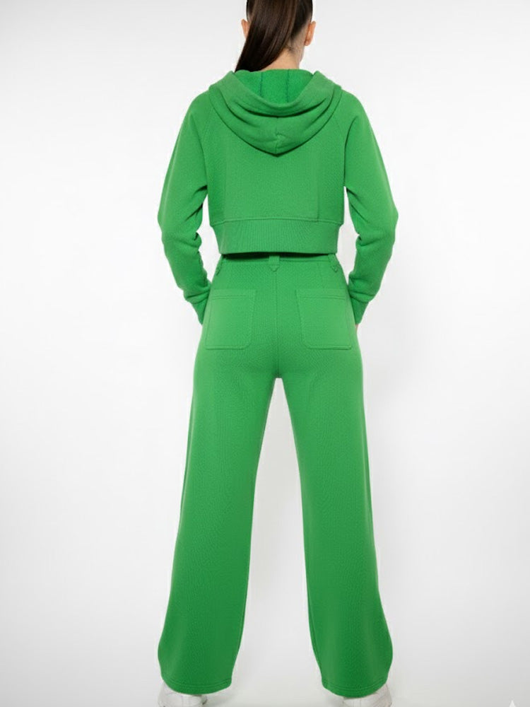 TCH Rhinestone Graphic Hoodies +Wide Leg Pants Set