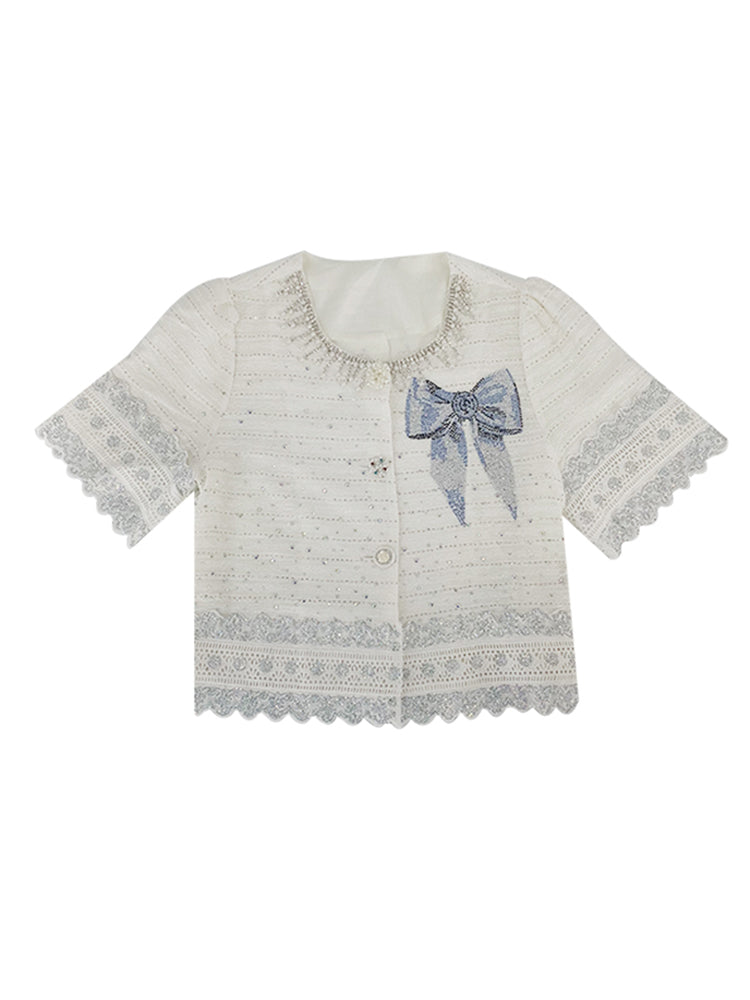 TCH Bow Crystal Lace Luxury  2 Piece Outfits and Mini Skirt Sets