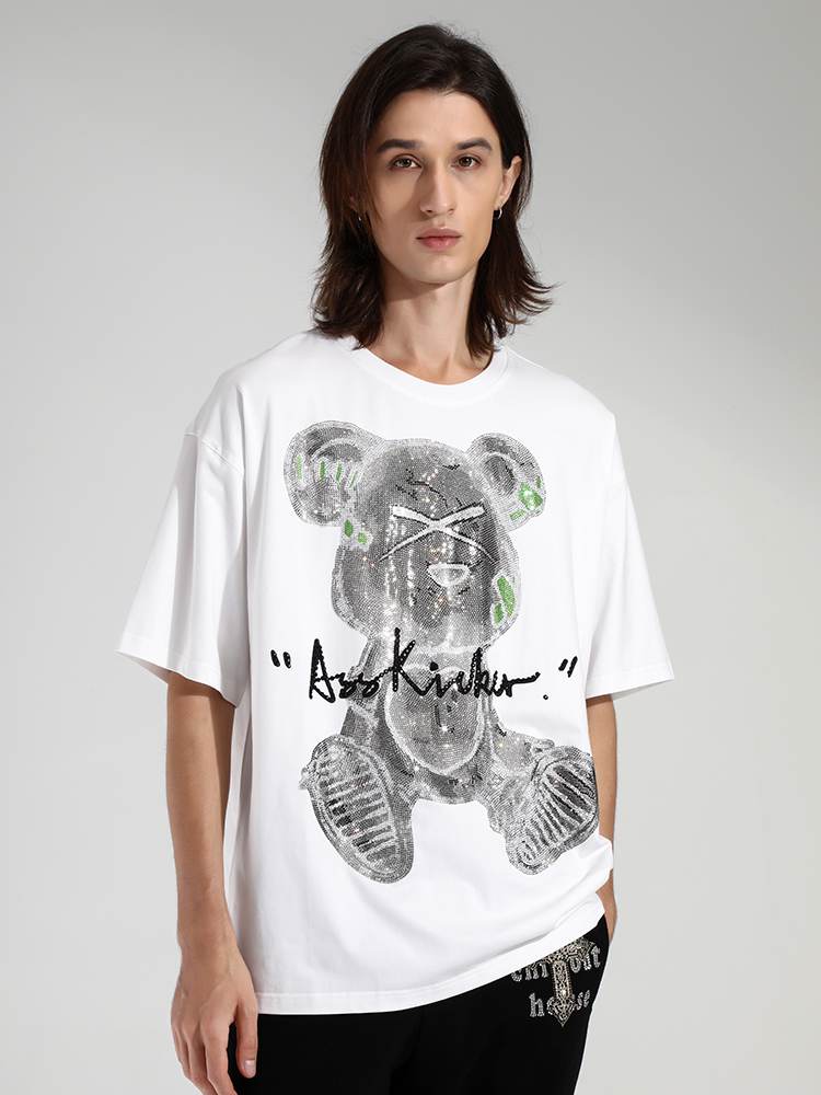 TCH Men's Short Sleeve Bear Diamond Green Graphic T-Shirt