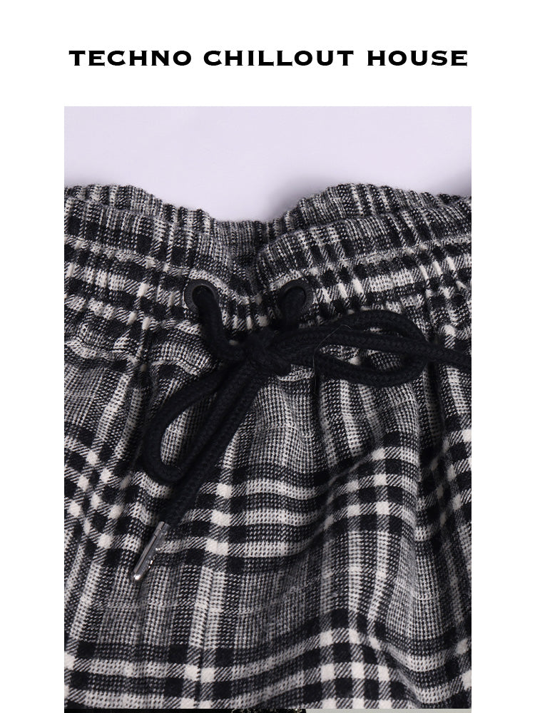 TCH Plaid Rhinestone Elastic Waist Pants