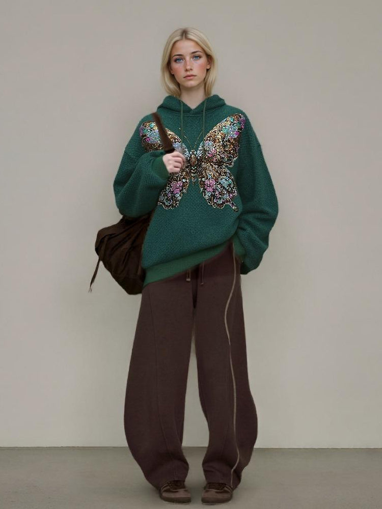TCH Luxury Rhinestone Butterfly Knit Hoodie