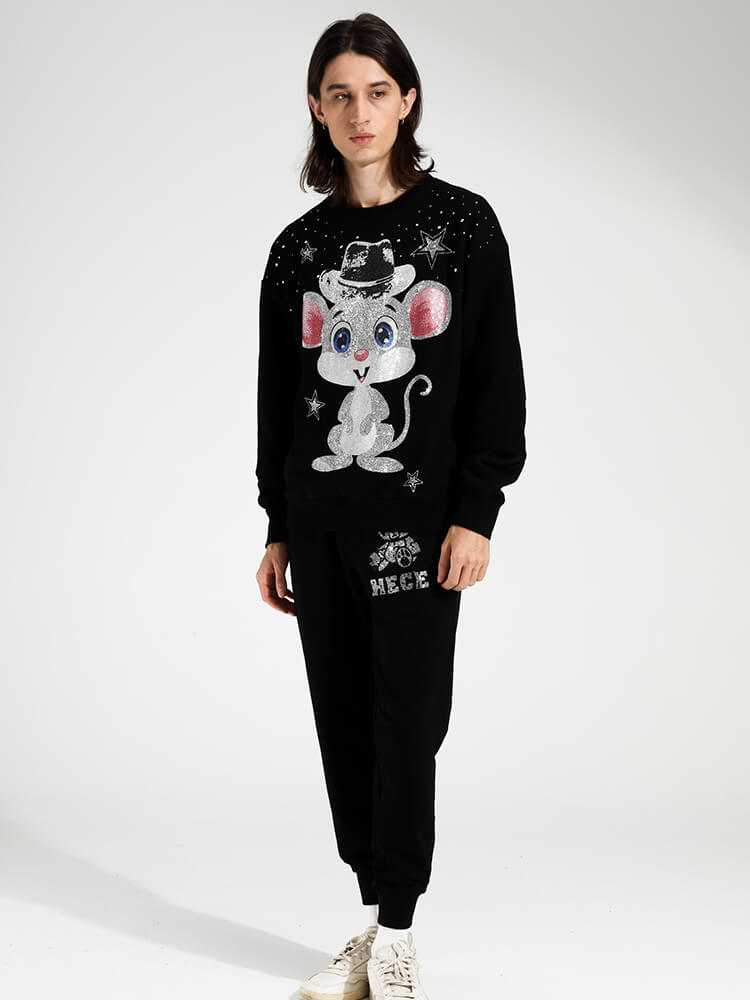 TCH Men's Graphics Rhinestone Letter Sweatshirt