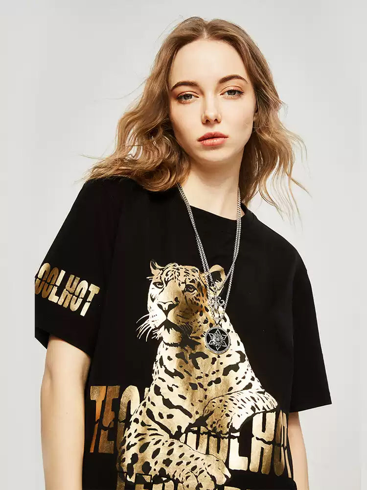 TCH Sparkle Graphic Leopard Print T-shirt